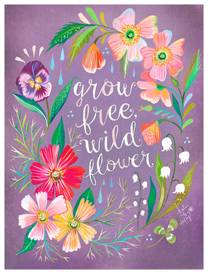 Purple Grow Free, Wildflower Wall Art-Wall Art-Jack and Jill Boutique