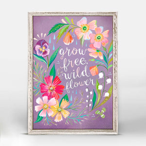 Purple Grow Free, Wildflower - Mini Framed Canvas-Mini Framed Canvas-Jack and Jill Boutique
