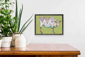 Queen Of The Pasture - Chartreuse Mini Framed Canvas-Mini Framed Canvas-Jack and Jill Boutique
