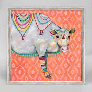 Queen Of The Pasture On Bohemian Pattern - Mini Framed Canvas-Mini Framed Canvas-Jack and Jill Boutique