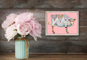 Queen Of The Pasture - Pink Mini Framed Canvas-Mini Framed Canvas-Jack and Jill Boutique