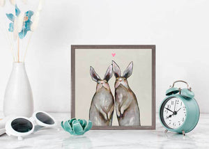 Rabbit Love - Neutral Mini Framed Canvas-Mini Framed Canvas-Jack and Jill Boutique