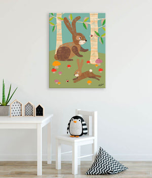 Rabbits in the Woods Wall Art-Wall Art-18x24 Canvas-Jack and Jill Boutique