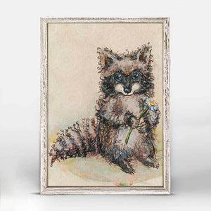 Raccoon And Daisy - Mini Framed Canvas-Mini Framed Canvas-Jack and Jill Boutique