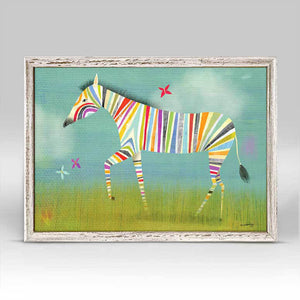 Rainbow Zebra - Mini Framed Canvas-Mini Framed Canvas-Jack and Jill Boutique
