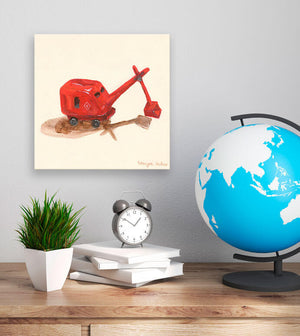 Red Steam Shovel Wall Art-Wall Art-10x10 Canvas-Jack and Jill Boutique