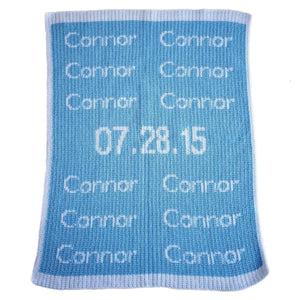 Repeated Name & Date Personalized Stroller Blanket or Baby Blanket-Blankets-Jack and Jill Boutique