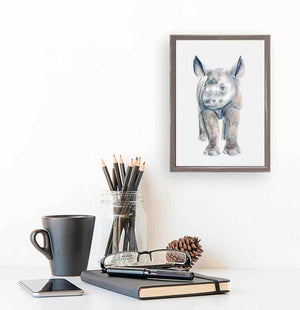Rhino Portrait - Mini Framed Canvas-Mini Framed Canvas-Jack and Jill Boutique