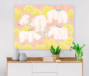 Rhinos And Flowers Wall Art-Wall Art-Jack and Jill Boutique