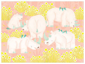 Rhinos And Flowers Wall Art-Wall Art-Jack and Jill Boutique