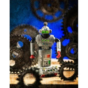 Robot & Gears - Blue | Canvas Wall Art-Canvas Wall Art-Jack and Jill Boutique