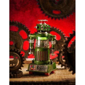 Robot & Gears - Red | Canvas Wall Art-Canvas Wall Art-Jack and Jill Boutique