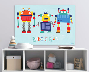 Robots Rule Wall Art-Wall Art-30x20 Canvas-Jack and Jill Boutique