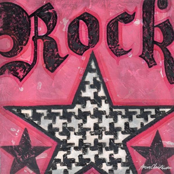 Rock Houndstooth Star | Music Art Collection | Canvas Art Prints-Canvas Wall Art-Jack and Jill Boutique