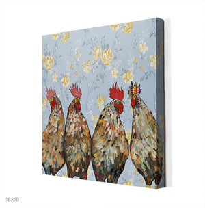Roosters - Floral Wall Art-Wall Art-Jack and Jill Boutique
