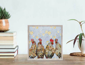 Roosters - Floral Mini Framed Canvas-Mini Framed Canvas-Jack and Jill Boutique