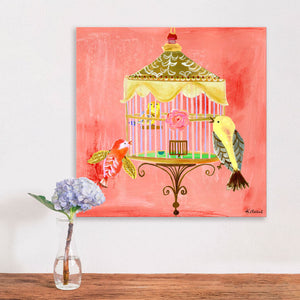 Rose Birdcage Wall Art-Wall Art-14x14 Canvas-Jack and Jill Boutique