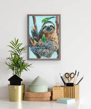 Sam, Libby, And The Sloth - Mini Framed Canvas-Mini Framed Canvas-Jack and Jill Boutique