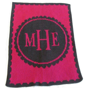 Scalloped Monogram Personalized Stroller Blanket or Baby Blanket-Blankets-Jack and Jill Boutique