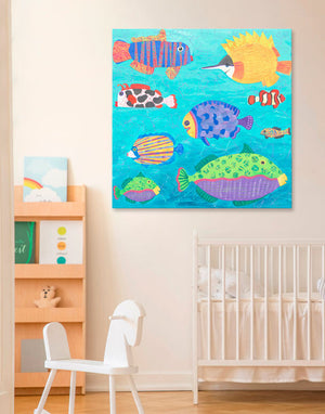 School of Fish Wall Art-Wall Art-30x30 Canvas-Jack and Jill Boutique