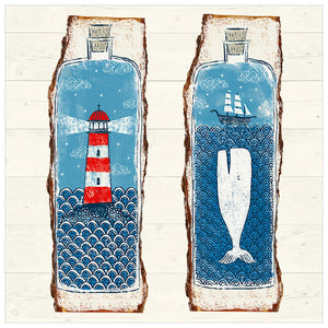 Sea In A Bottle - Lighthouse & Whale Wall Art-Wall Art-Jack and Jill Boutique
