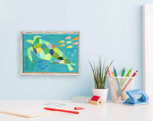 Sea Turtle Swim - Mini Framed Canvas-Mini Framed Canvas-Jack and Jill Boutique