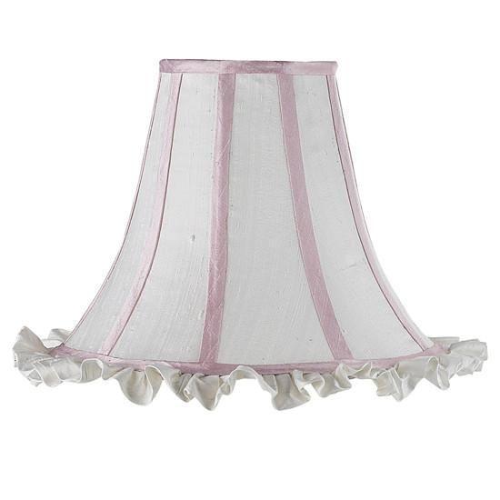 Shade - LG - White Ruffle w/pink trim-Lamp Shades-Jack and Jill Boutique