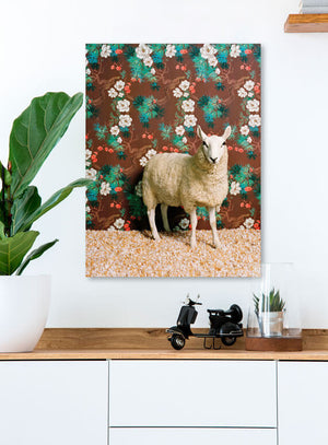 Sheep On Floral Pattern Wall Art-Wall Art-Jack and Jill Boutique
