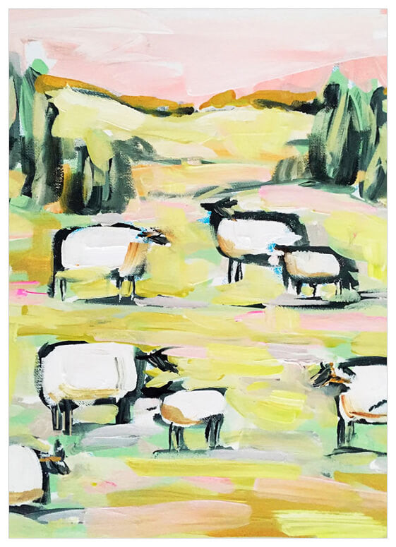 Sheep With Pink Wall Art-Wall Art-Jack and Jill Boutique