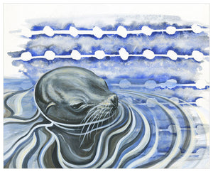 Shibori and Marine Mammals - Coming Up For Air Wall Art-Wall Art-Jack and Jill Boutique