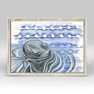 Shibori and Marine Mammals - Coming Up For Air Mini Framed Canvas-Mini Framed Canvas-Jack and Jill Boutique