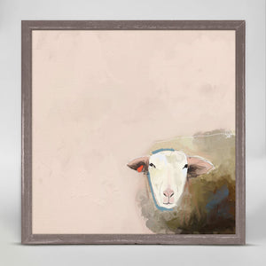 Shy Sheep - Mini Framed Canvas-Mini Framed Canvas-Jack and Jill Boutique