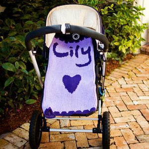 Single Heart and Scalloped Edge Personalized Stroller Blanket or Baby Blanket-Blankets-Jack and Jill Boutique