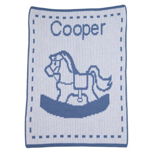 Single Rocking Horse Personalized Stroller Blanket or Baby Blanket-Baby Blanket-Jack and Jill Boutique