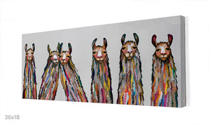 Six Lively Llamas on Grey Wall Art-Wall Art-Jack and Jill Boutique
