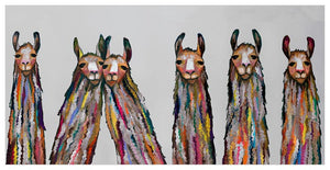 Six Lively Llamas on Grey Wall Art-Wall Art-Jack and Jill Boutique
