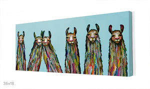 Six Lively Llamas on Sky Blue Wall Art-Wall Art-Jack and Jill Boutique