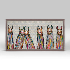 Six Lively Llamas - Tribal Mini Framed Canvas-Mini Framed Canvas-Jack and Jill Boutique