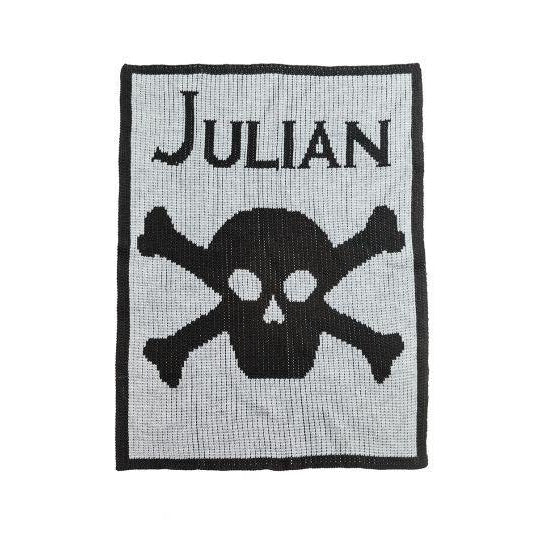Skull and Crossbones Personalized Stroller Blanket or Baby Blanket