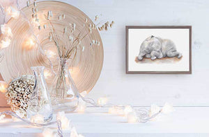 Sleeping Animal Portraits - Baby Elephant Mini Framed Canvas-Mini Framed Canvas-Jack and Jill Boutique