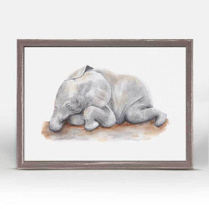 Sleeping Animal Portraits - Baby Elephant Mini Framed Canvas-Mini Framed Canvas-Jack and Jill Boutique