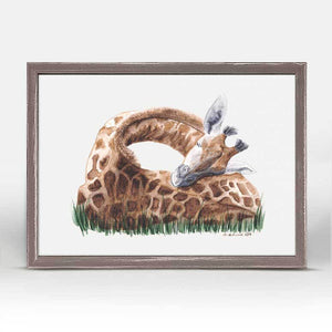 Sleeping Animal Portraits - Baby Giraffe Mini Framed Canvas-Mini Framed Canvas-Jack and Jill Boutique