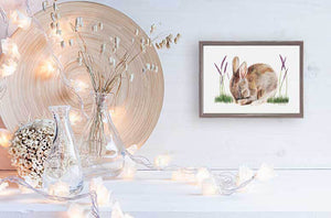 Sleeping Animal Portraits - Baby Rabbit Mini Framed Canvas-Mini Framed Canvas-Jack and Jill Boutique