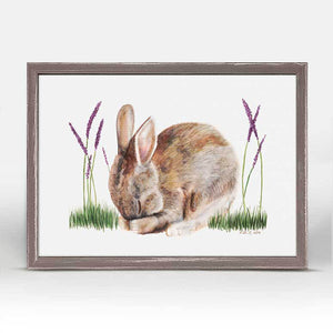 Sleeping Animal Portraits - Baby Rabbit Mini Framed Canvas-Mini Framed Canvas-Jack and Jill Boutique
