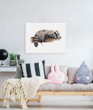 Sleeping Animal Portraits - Baby Raccoon Wall Art-Wall Art-Jack and Jill Boutique