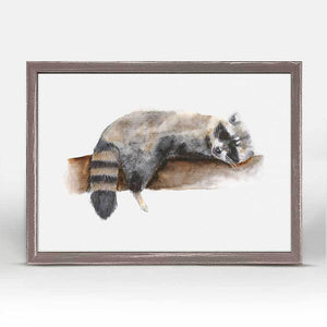 Sleeping Animal Portraits - Baby Raccoon Mini Framed Canvas-Mini Framed Canvas-Jack and Jill Boutique