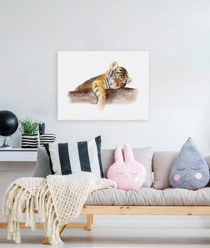 Sleeping Animal Portraits - Baby Tiger Wall Art-Wall Art-Jack and Jill Boutique