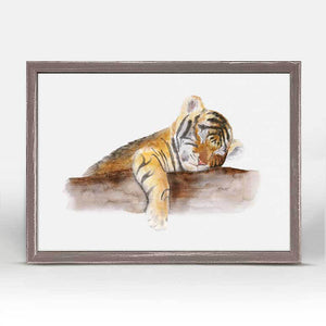 Sleeping Animal Portraits - Baby Tiger Mini Framed Canvas-Mini Framed Canvas-Jack and Jill Boutique