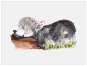 Sleeping Animal Portraits - Baby Wolf Wall Art-Wall Art-Jack and Jill Boutique