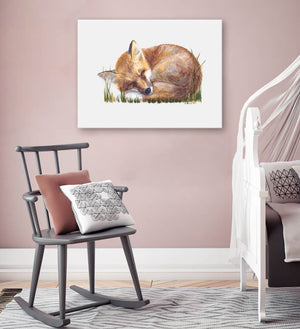 Sleeping Animal Portraits - Woodland Fox Wall Art-Wall Art-Jack and Jill Boutique